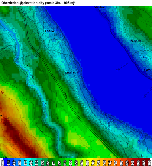 Oberrieden elevation map