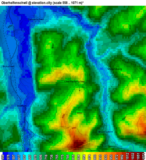 Oberhelfenschwil elevation map