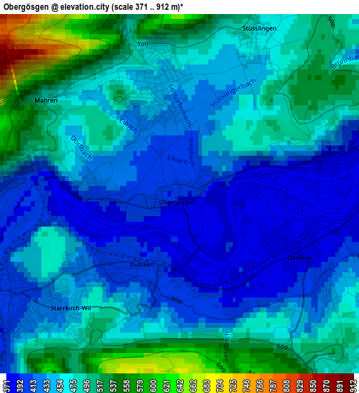 Obergösgen elevation map