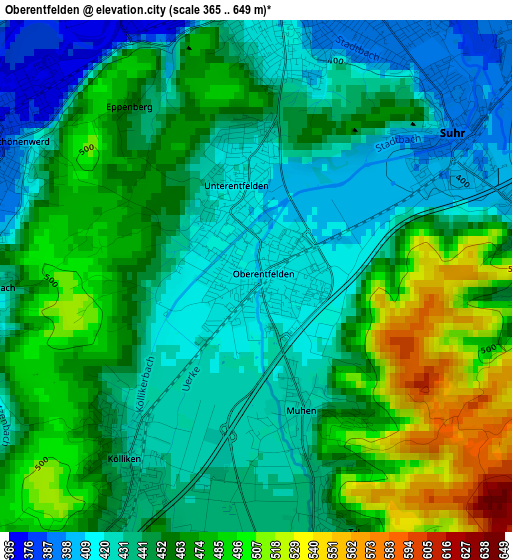 Oberentfelden elevation map