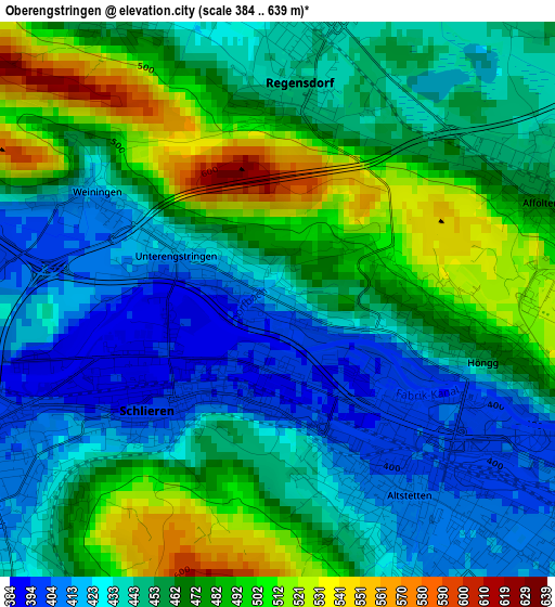 Oberengstringen elevation map