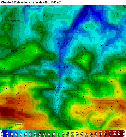 Oberdorf elevation map