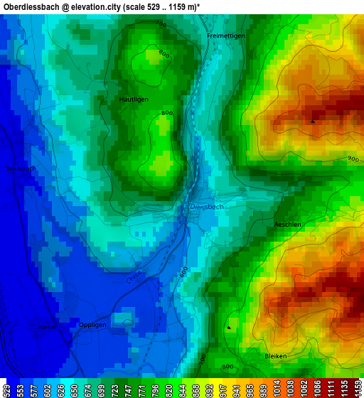 Oberdiessbach elevation map