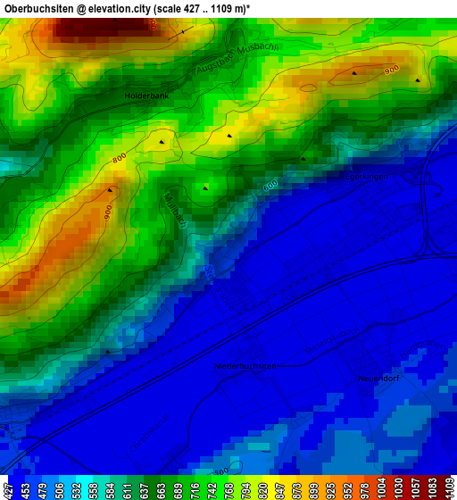 Oberbuchsiten elevation map