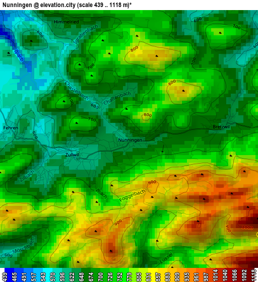 Nunningen elevation map