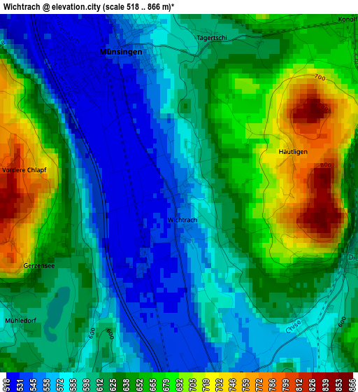 Wichtrach elevation map