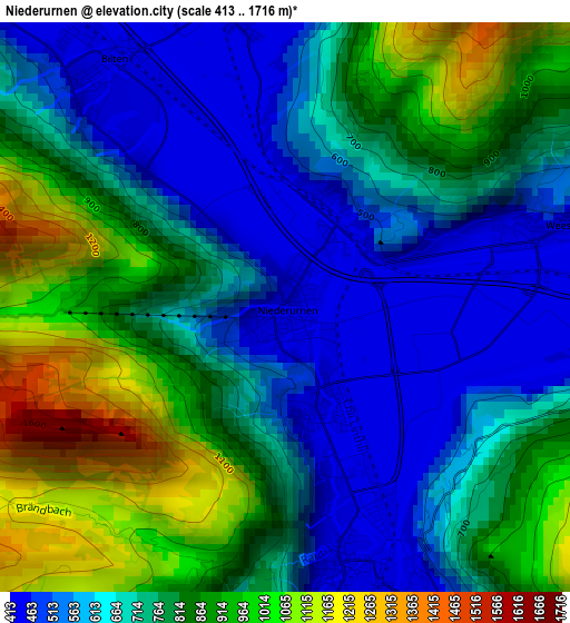 Niederurnen elevation map