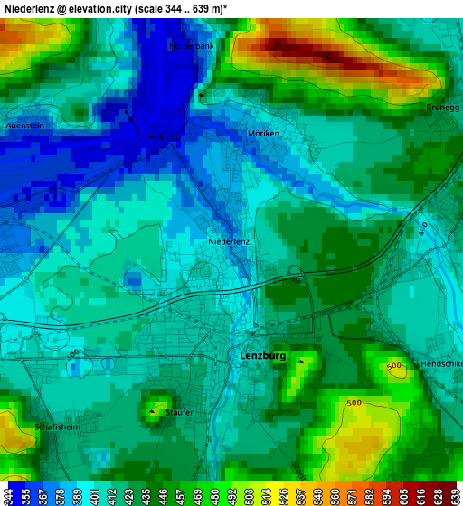 Niederlenz elevation map