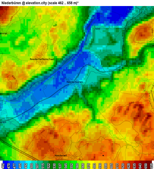 Niederbüren elevation map