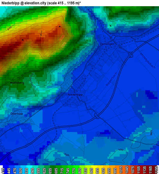 Niederbipp elevation map