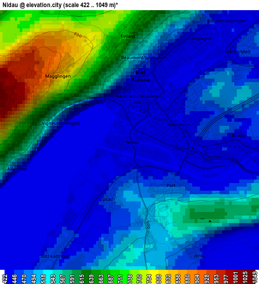 Nidau elevation map