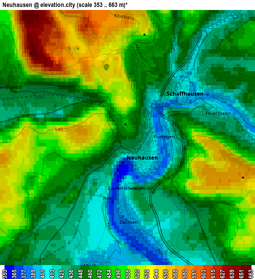 Neuhausen elevation map