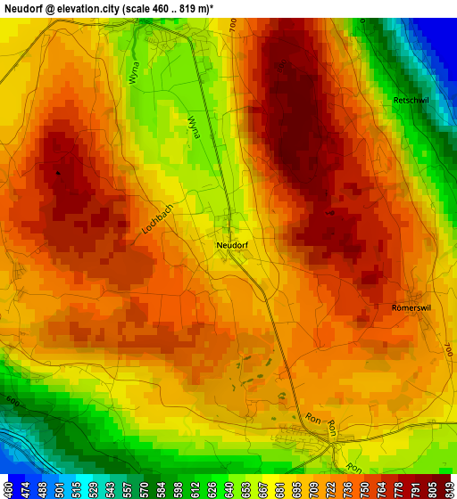 Neudorf elevation map