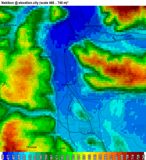 Nebikon elevation map