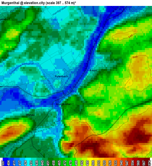 Murgenthal elevation map