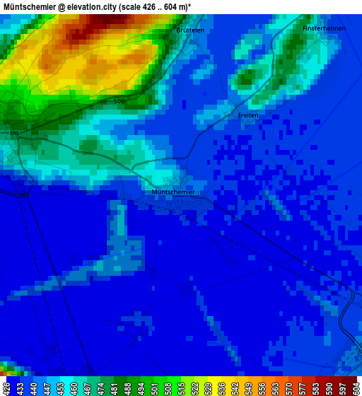 Müntschemier elevation map