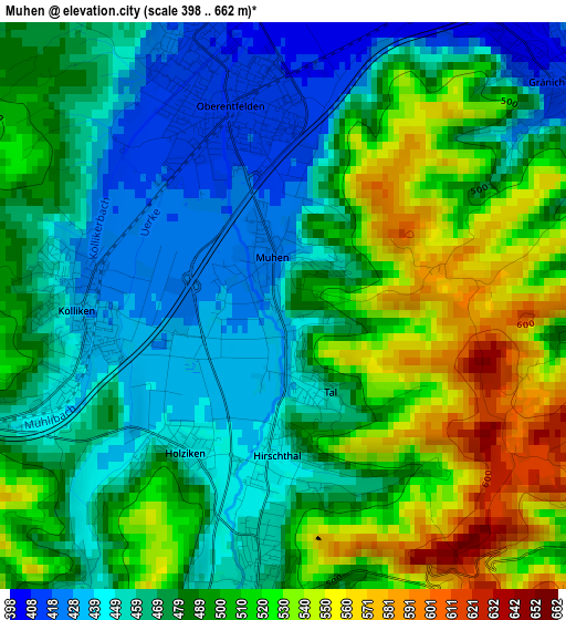 Muhen elevation map