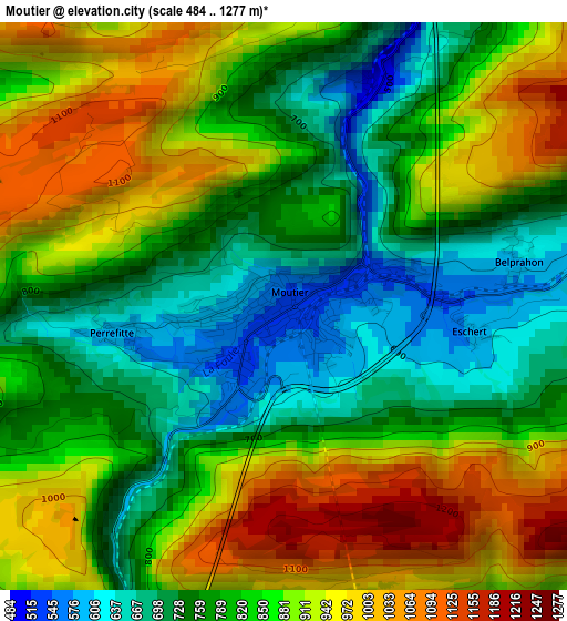 Moutier elevation map