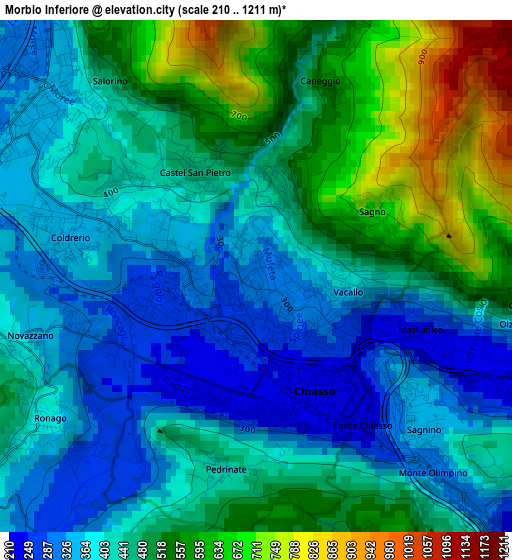 Morbio Inferiore elevation map