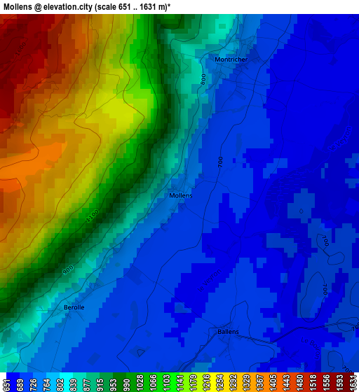 Mollens elevation map