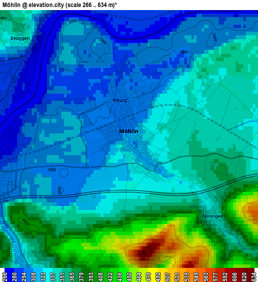 Möhlin elevation map