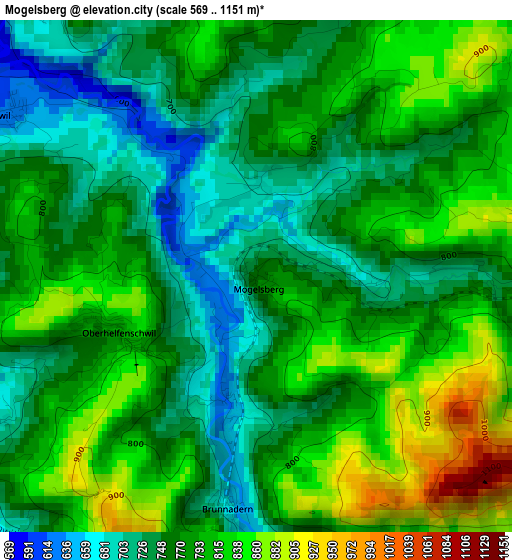 Mogelsberg elevation map