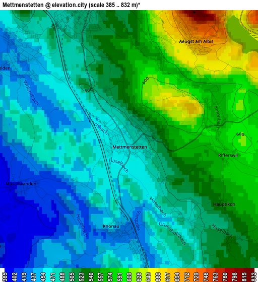 Mettmenstetten elevation map