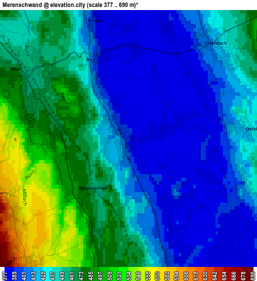 Merenschwand elevation map