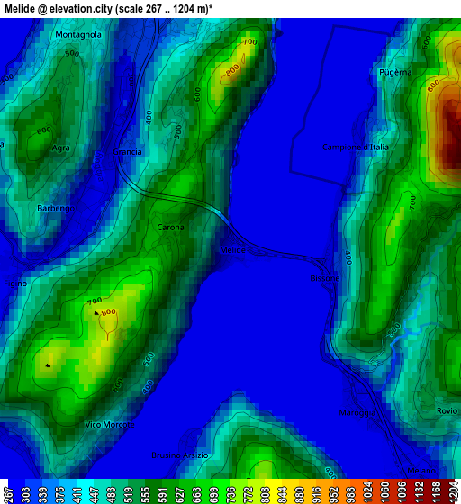 Melide elevation map