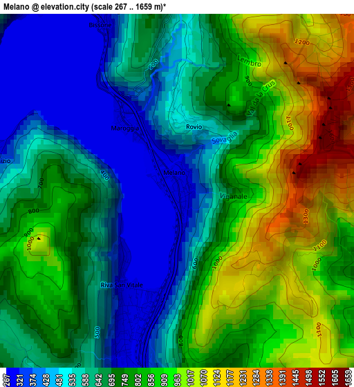 Melano elevation map