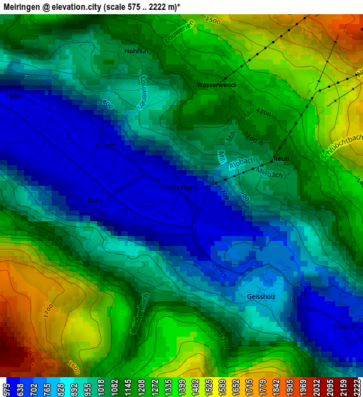 Meiringen elevation map