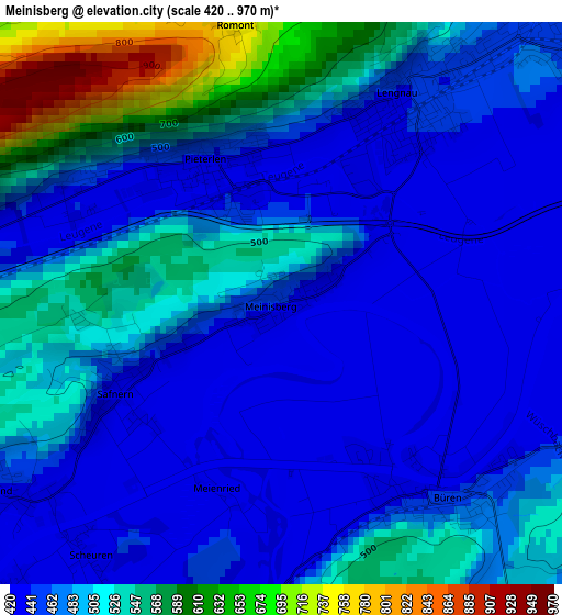 Meinisberg elevation map