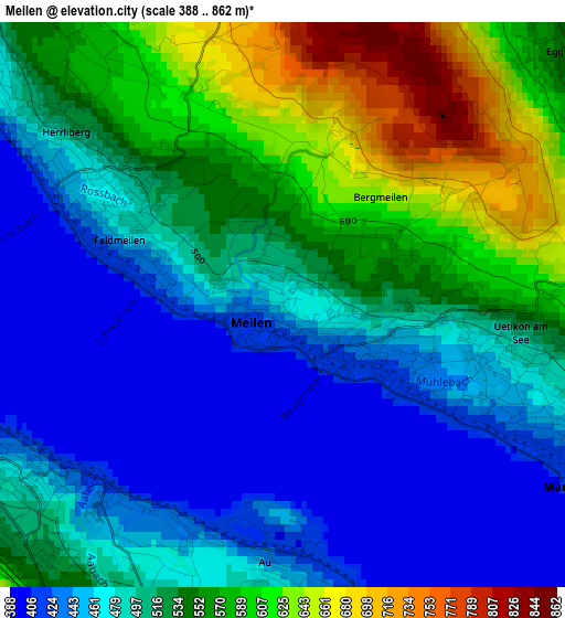 Meilen elevation map