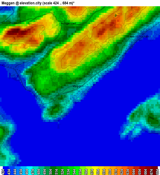 Meggen elevation map