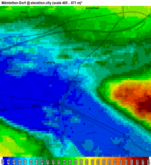 Märstetten-Dorf elevation map