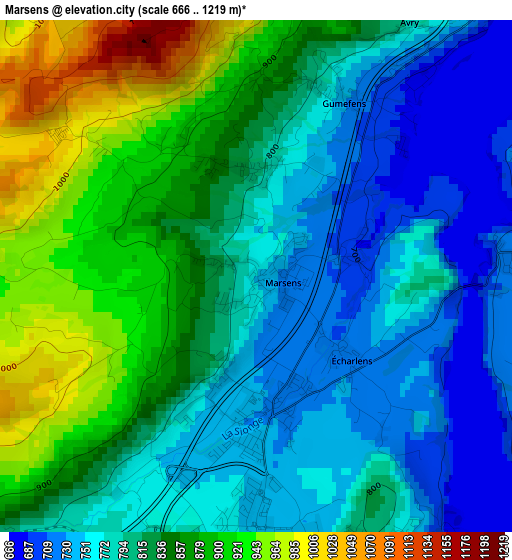 Marsens elevation map