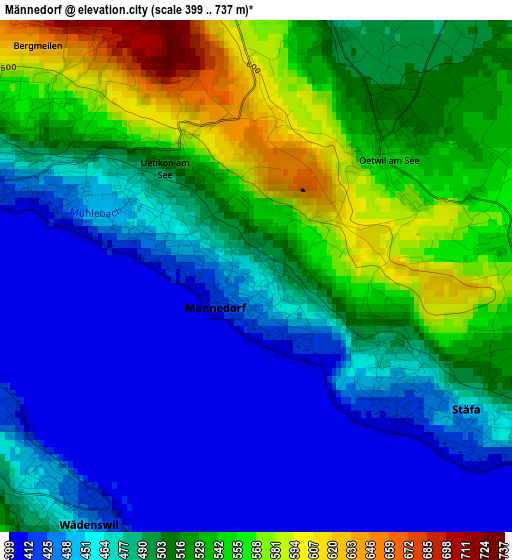 Männedorf elevation map