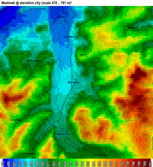 Madiswil elevation map