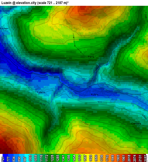 Luzein elevation map
