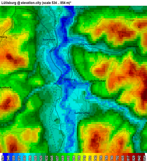 Lütisburg elevation map