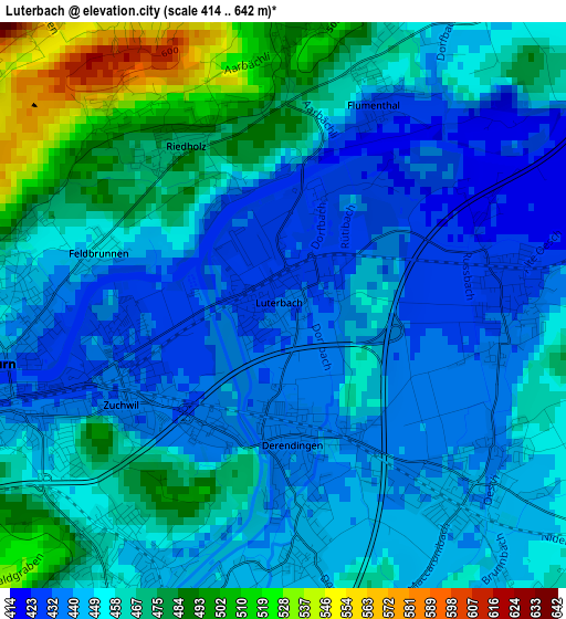 Luterbach elevation map