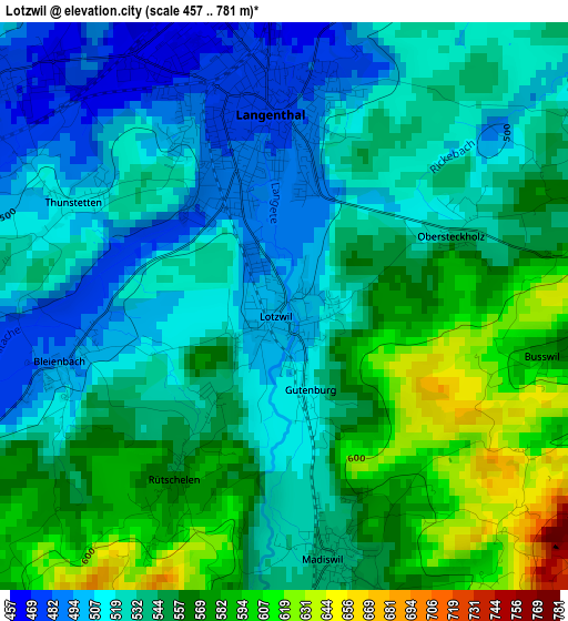 Lotzwil elevation map