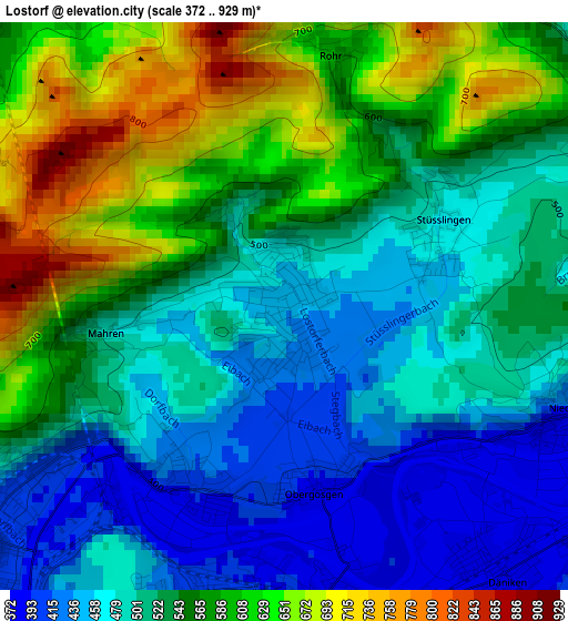 Lostorf elevation map