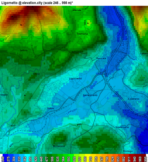 Ligornetto elevation map