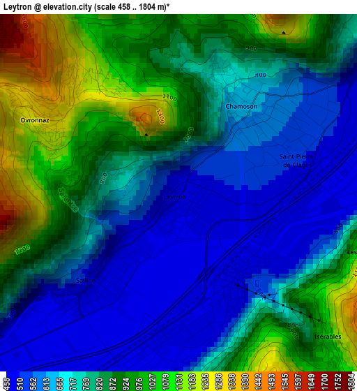 Leytron elevation map