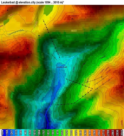 Leukerbad elevation map