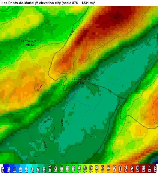 Les Ponts-de-Martel elevation map