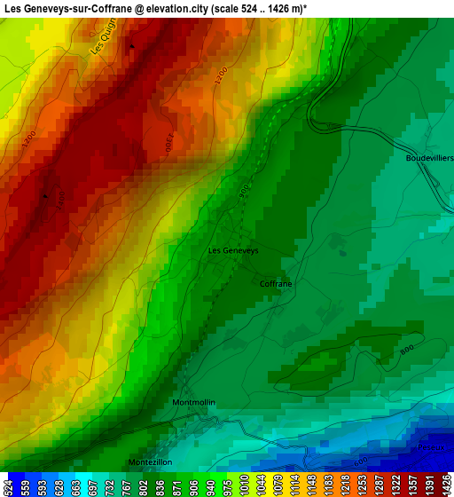 Les Geneveys-sur-Coffrane elevation map