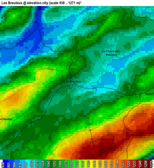 Les Breuleux elevation map