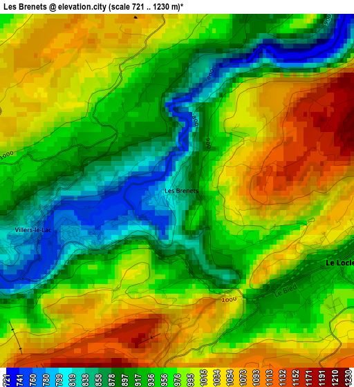Les Brenets elevation map
